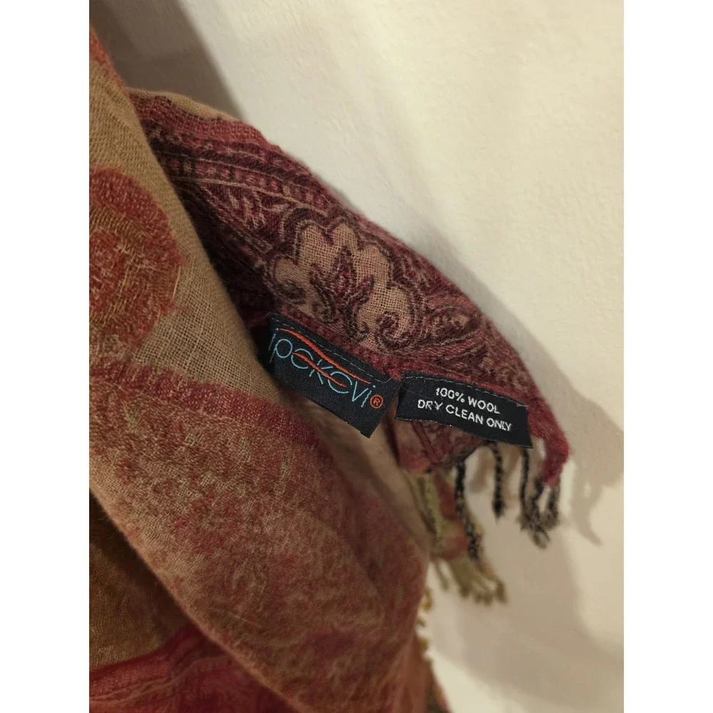 Women's 100 Wool Multicolored Scarf Boho Fall Colors Winter Fall Soft Warm